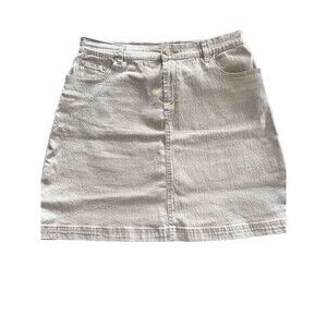 Diane Gilman DG2 HSN Denim Skirt Tan Size 12 Summer Comfort Stretch Coastal